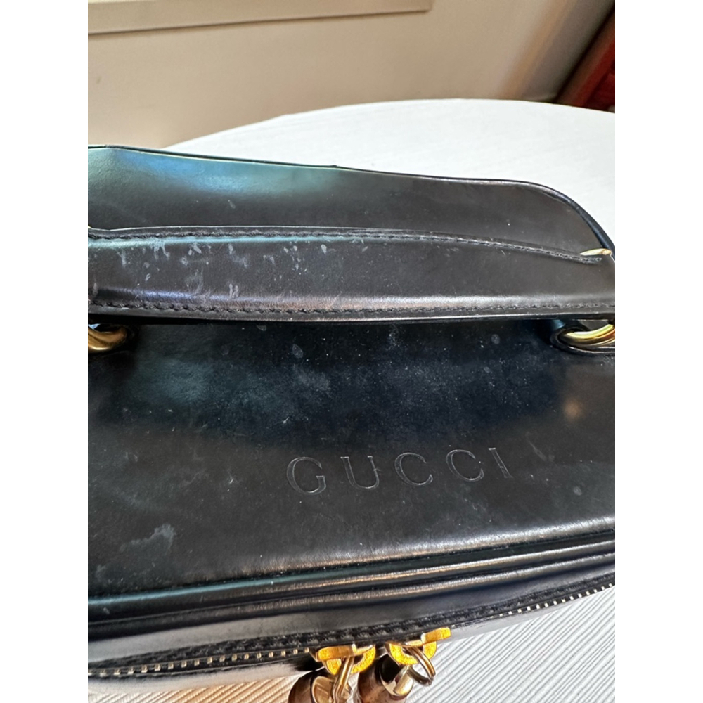 Gucci Black Patent Leather Small Cosmetic Case w/ Bamboo Accents - Picture 2 of 13
